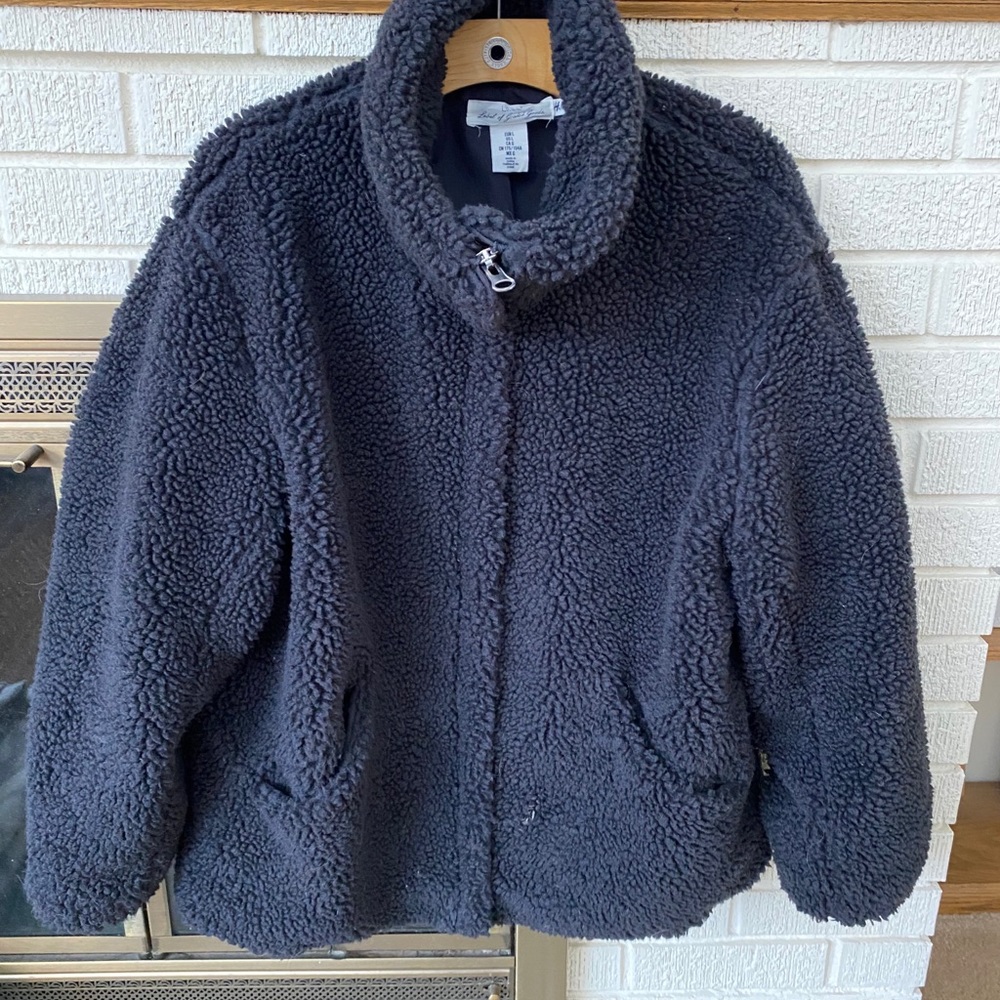 H&M Sherpa Navy Oversized Teddy Jacket SZ L